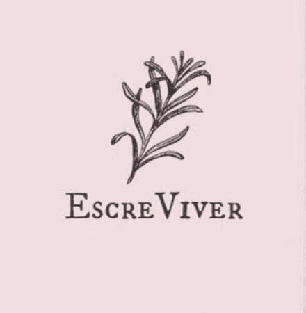 The old Coletivo EscreViver logo, an illustrated sprig on a pink background