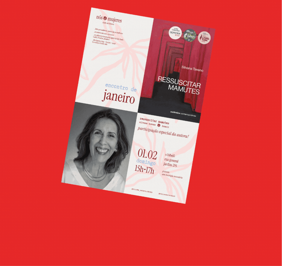 The A3 poster for the January meeting on a red background