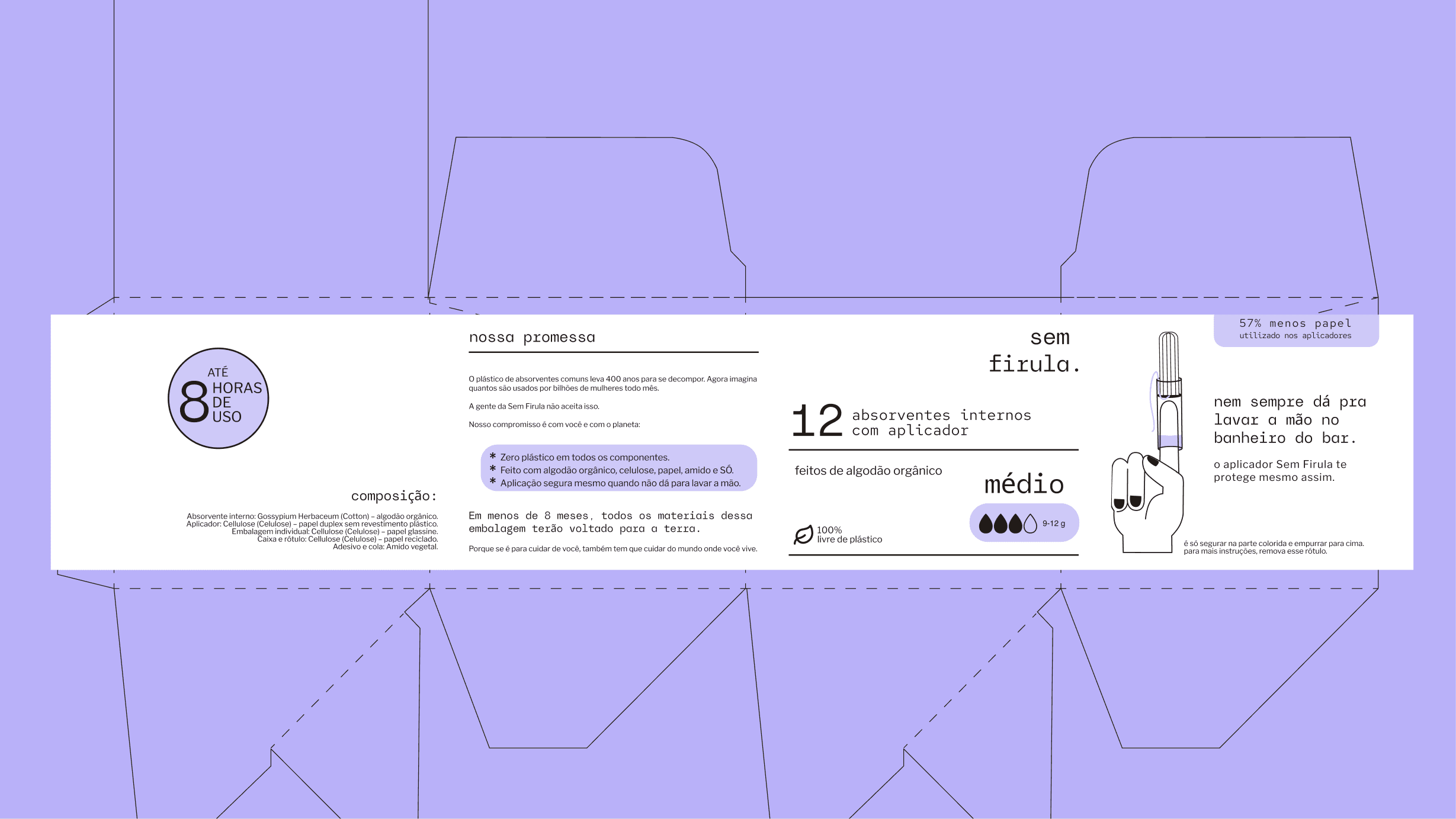 Planificação do sleeve com a missão da marca — versão médio